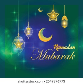 Ramadan Kareem, Islamic Style Greeting Background Collection Set with Arabic Ornaments