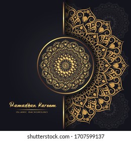 Ramadan Kareem islamic template with luxury gold background vector illustration design