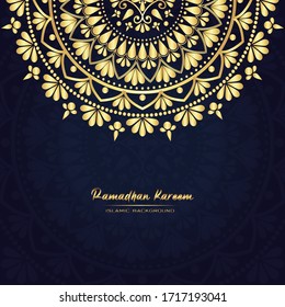 Ramadan Kareem islamic template with luxury gold background vector illustration design