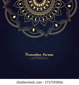 Ramadan Kareem islamic template with luxury gold background vector illustration design
