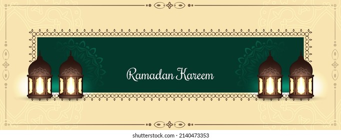 Ramadan Kareem islamic traditional festival banner design vector