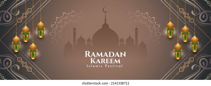 Ramadan Kareem islamic traditional festival banner design vector