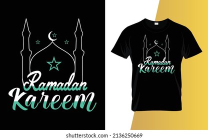 Ramadan Kareem Islamic typography t-shirt design.