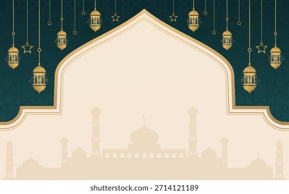 Ramadan Kareem Islamic Vector Background with Lanterns and Ornamental Design