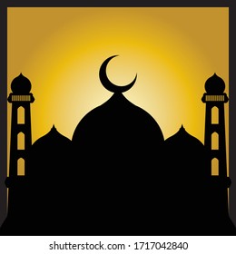 Ramadan Kareem Islamic vector illustration background with mosque.