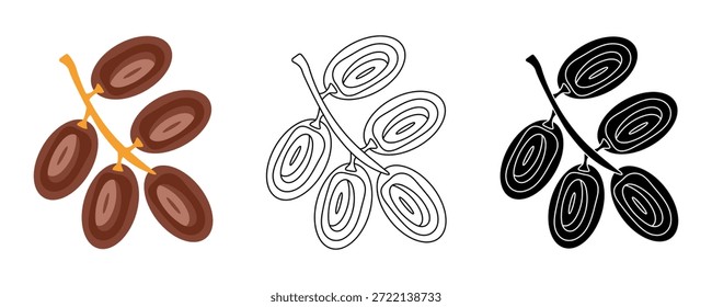 Ramadán kareem Ilustración vectorial islámica con la rama de fruta de la fecha en estilo minimalista limpio