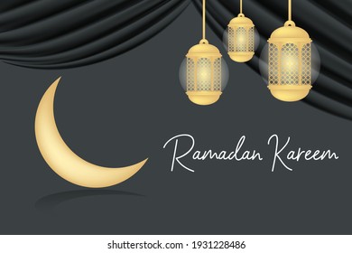 ramadan kareem with isolated black background, 3d style