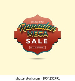 Ramadan Kareem Label sale banner, sticker, badge, ads pop up banner. Special offer ramadan Mega sale. Islamic promotion vector illustration