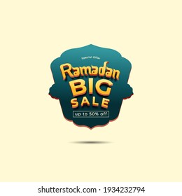 Ramadan Kareem Label Sale Banner, Sticker, Badge, Ads Pop Up Banner. Special Offer Ramadan Big Sale. Islamic Promotion Vector Illustration