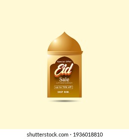 Ramadan Kareem Label sale banner, sticker, badge, ads pop up banner. Special offer Eid Sale. Islamic promotion vector illustration with realistic and Luxury style