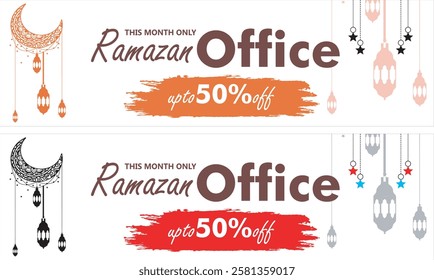 Ramadan Kareem Label sale banner, sticker, badge, ads pop up banner. Special offer Ramadan Big Sale. Islamic promotion vector illustration with realistic and Luxury style urdu Ramzan kreem
