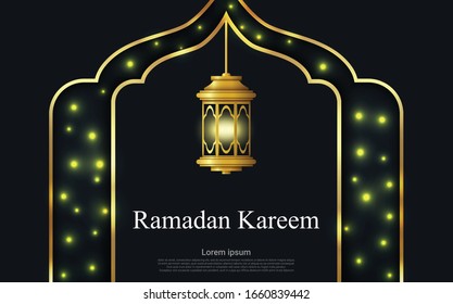 Ramadan kareem with lamp background. Vector luxury illustration eps10.