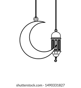 ramadan kareem lamp and moon hanging decoration