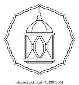 ramadan kareem lamp with moon hanging vector illustration design