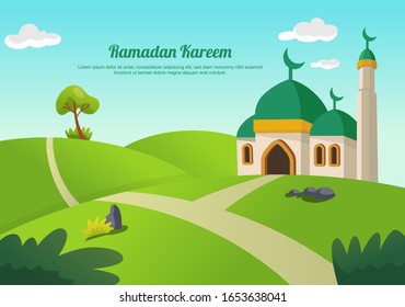 Ramadan Kareem Landschaft Premium Vektorillustration