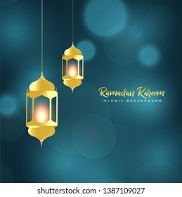 Ramadan Kareem with lantern background