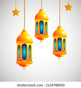 ramadan kareem lantern celebration lamp realistik design vector