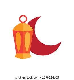 Ramadan kareem lantern and crescent moon