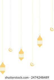 Ramadan Kareem Lantern Decoration with Moon and Star Ornament. Isolated on White Background.