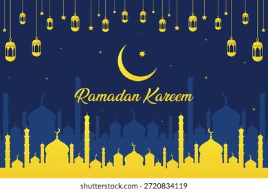 Ramadán kareem diseño de la linterna, fondo festivo azul islámico