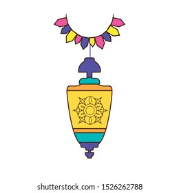 ramadan kareem lantern and garlands hanging vector illustration design