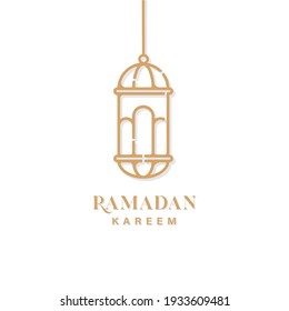 Ramadan Kareem lantern in gold. Islamic icon. Marhaban ya Ramadan. Eid mubarrak.