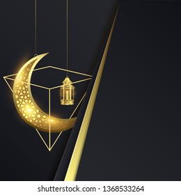 Ramadan Kareem with lantern and moon