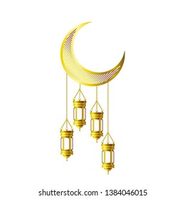 ramadan kareem lantern and moon hanging
