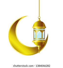 ramadan kareem lantern and moon hanging