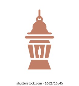 Ramadan kareem lantern over white background, silhouette style icon, vector illustration
