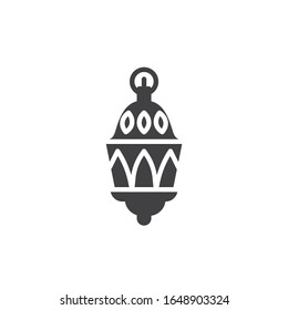Ramadan kareem lantern vector icon. filled flat sign for mobile concept and web design. Ornamental Arabic lantern glyph icon. Symbol, logo illustration. Vector graphics