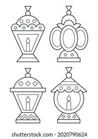 Ramadan kareem Lanterns coloring page vector illustration