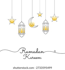 Ramadan kareem lanterns and crescent moon vector illustration Vector