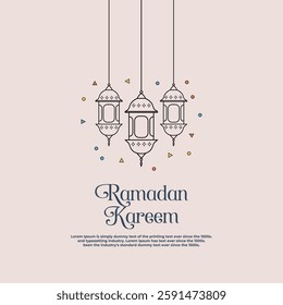 Ramadan Kareem Lanterns with Geometric Decorations