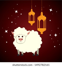 ramadan kareem lanterns with sheep