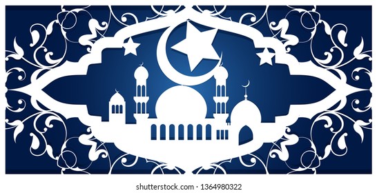 Ramadan kareem, laser cutting template. Greeting card, invitation, cover for an Arab religious holiday. Openwork carved design in Islamic style. Vector illustration.