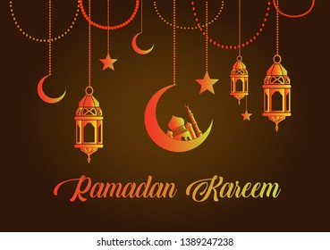 Ramadan Kareem Latern vector design stock