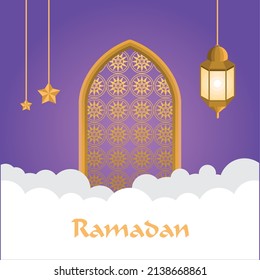 ramadan kareem lettering in clouds