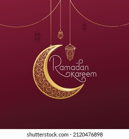Ramadan kareem lettering typography greeting card. Arabic calligraphy means generous holiday.