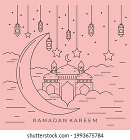 ramadan kareem line art vector symbol illustration design