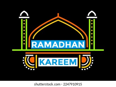 Ramadan kareem line colorful, vector night background