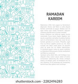 Ramadan Kareem Line Pattern Concept. Vector Illustration of Outline Design.