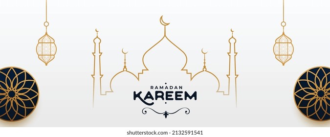 ramadan kareem line style arabic banner design