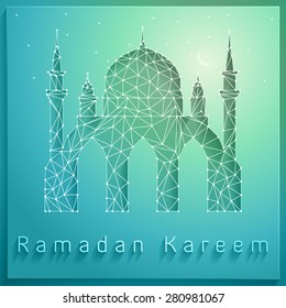 Ramadan Kareem Line Triangle Mosque