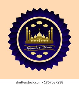 Ramadan Kareem logo with mosque image
