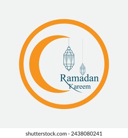 Ramadan Kareem logo and symbol vector illustration on gray background