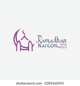Ramadan Kareem logo Vector set, Logo to welcome the Holy Month of Ramadan with beautiful colors.