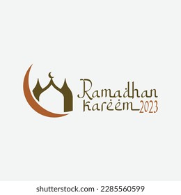 Ramadan Kareem logo Vector set, Logo to welcome the Holy Month of Ramadan with beautiful colors.