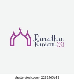 Ramadan Kareem logo Vector set, Logo to welcome the Holy Month of Ramadan with beautiful colors.