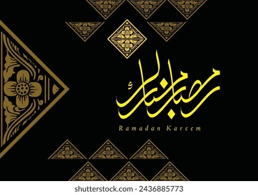 Ramadan Kareem luxury design with arabic calligraphy, Islamic background. Vector illustration.